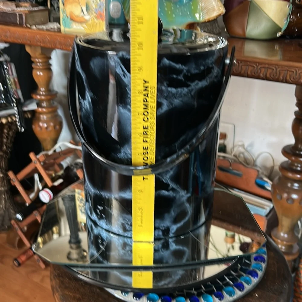 Vintage Black MARBLE ICE BUCKET